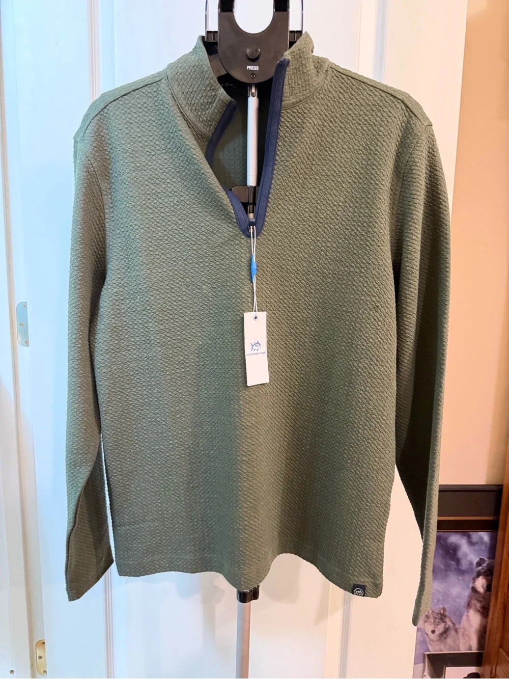 Southern Tide Olive Green Textured Knit Pullover